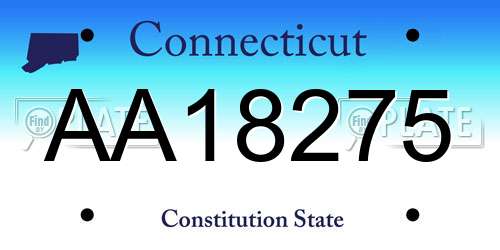 AA18275 Connecticut License Plate