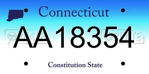 AA18354 Connecticut License Plate