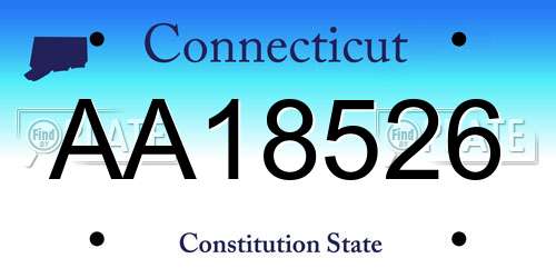 AA18526 Connecticut License Plate