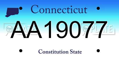 AA19077 Connecticut License Plate