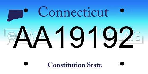 AA19192 Connecticut License Plate