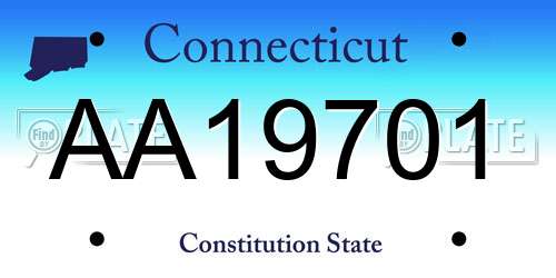 AA19701 Connecticut License Plate