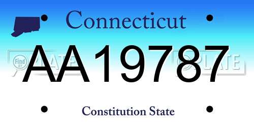 AA19787 Connecticut License Plate