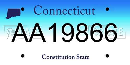 AA19866 Connecticut License Plate