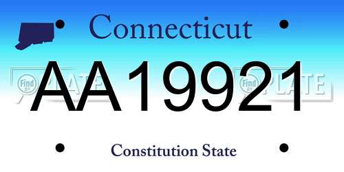 AA19921 Connecticut License Plate