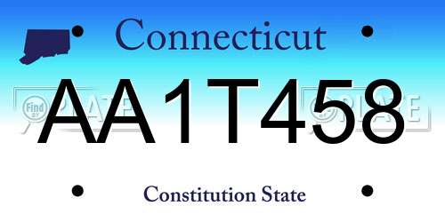 AA1T458 Connecticut License Plate