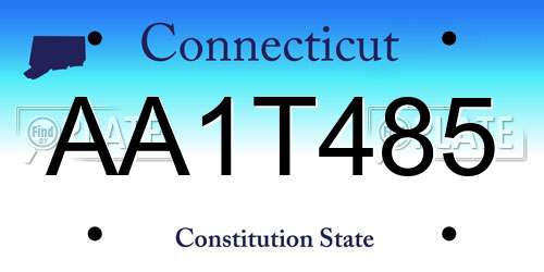 AA1T485 Connecticut License Plate