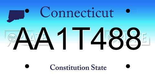 AA1T488 Connecticut License Plate