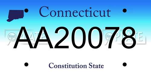 AA20078 Connecticut License Plate