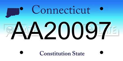 AA20097 Connecticut License Plate
