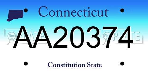AA20374 Connecticut License Plate