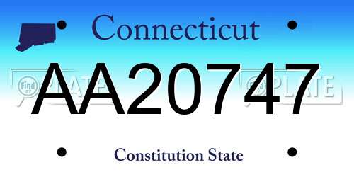 AA20747 Connecticut License Plate