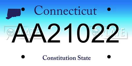 AA21022 Connecticut License Plate