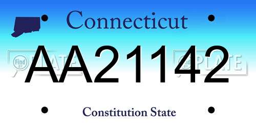 AA21142 Connecticut License Plate