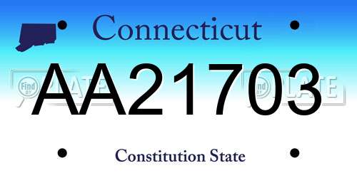 AA21703 Connecticut License Plate