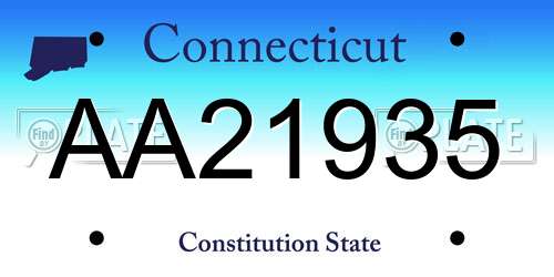 AA21935 Connecticut License Plate