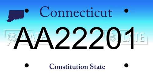 AA22201 Connecticut License Plate