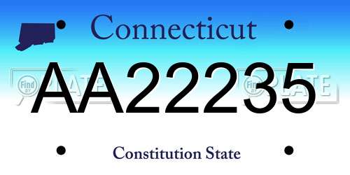 AA22235 Connecticut License Plate