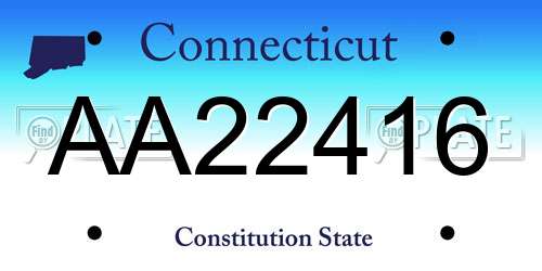 AA22416 Connecticut License Plate