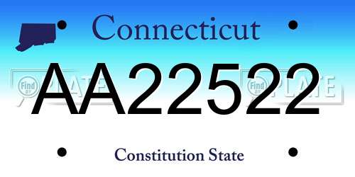 AA22522 Connecticut License Plate