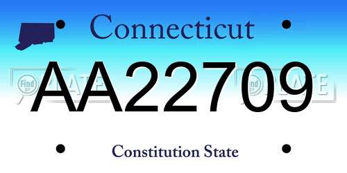 AA22709 Connecticut License Plate