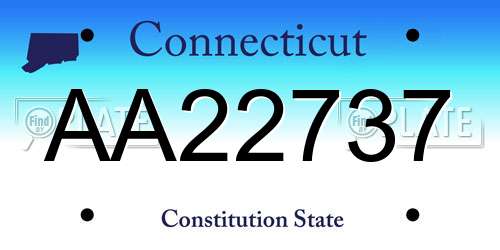 AA22737 Connecticut License Plate