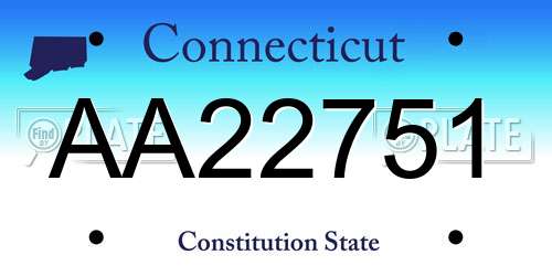 AA22751 Connecticut License Plate