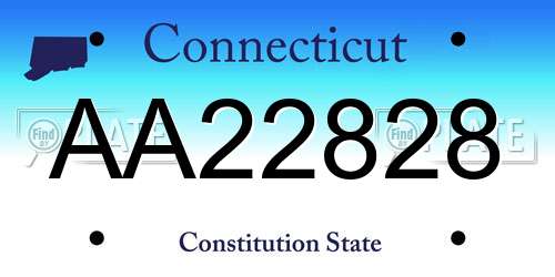 AA22828 Connecticut License Plate