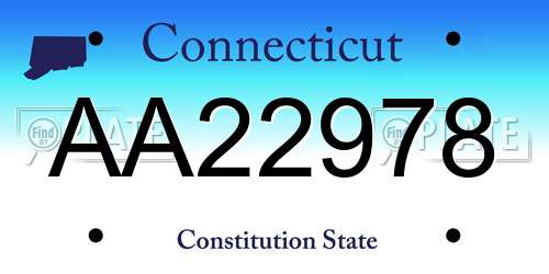 AA22978 Connecticut License Plate