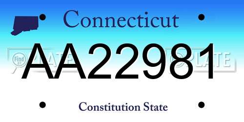 AA22981 Connecticut License Plate