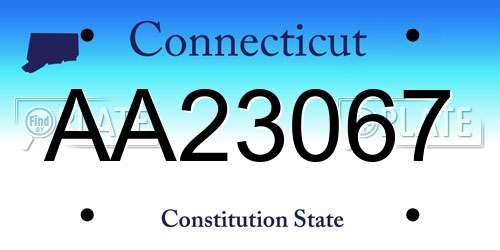 AA23067 Connecticut License Plate