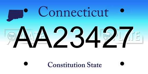 AA23427 Connecticut License Plate