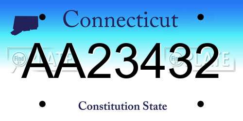 AA23432 Connecticut License Plate