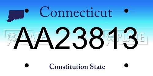 AA23813 Connecticut License Plate
