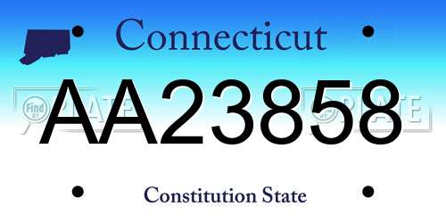 AA23858 Connecticut License Plate