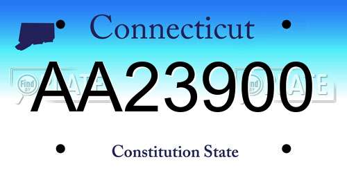AA23900 Connecticut License Plate