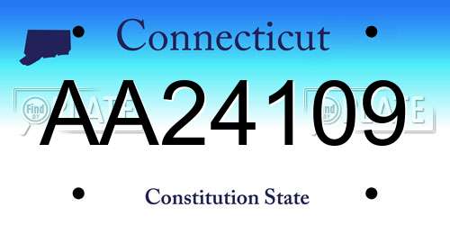 AA24109 Connecticut License Plate