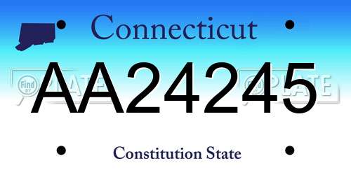 AA24245 Connecticut License Plate