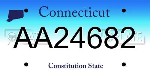 AA24682 Connecticut License Plate
