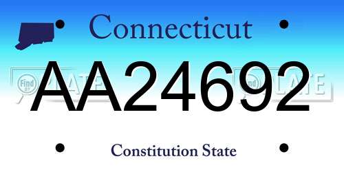 AA24692 Connecticut License Plate