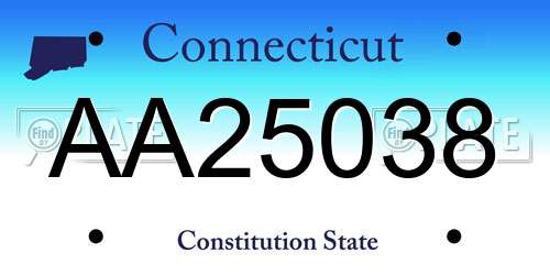 AA25038 Connecticut License Plate