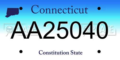 AA25040 Connecticut License Plate