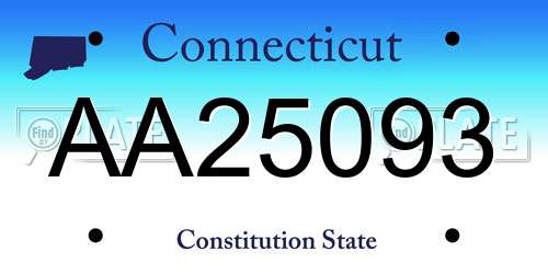 AA25093 Connecticut License Plate