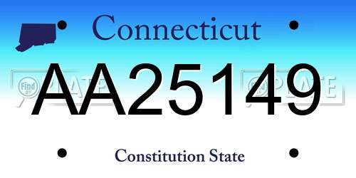 AA25149 Connecticut License Plate