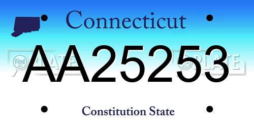 AA25253 Connecticut License Plate