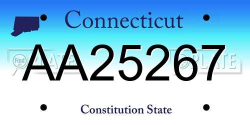 AA25267 Connecticut License Plate