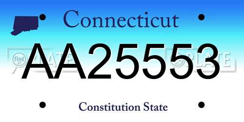 AA25553 Connecticut License Plate