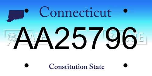 AA25796 Connecticut License Plate