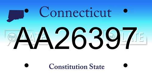 AA26397 Connecticut License Plate