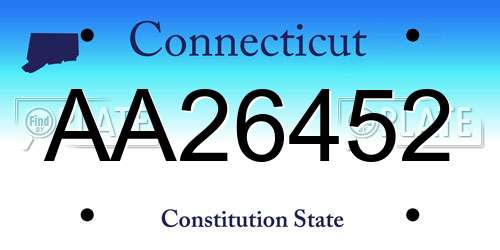 AA26452 Connecticut License Plate